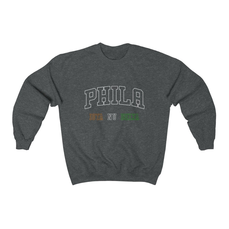 Phila White Outline - Heavy Blend Crewneck Sweatshirt