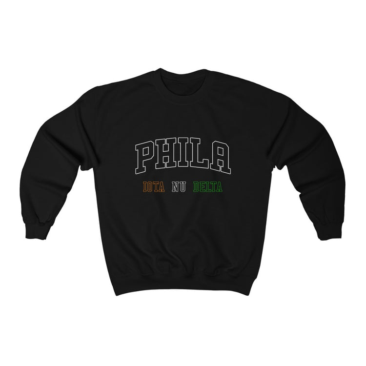 Phila White Outline - Heavy Blend Crewneck Sweatshirt