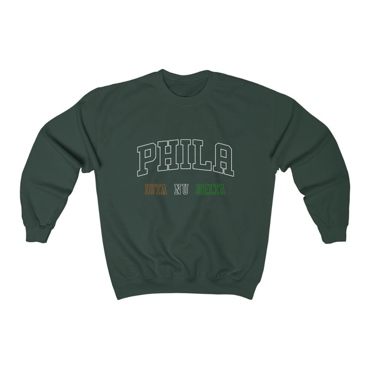 Phila White Outline - Heavy Blend Crewneck Sweatshirt