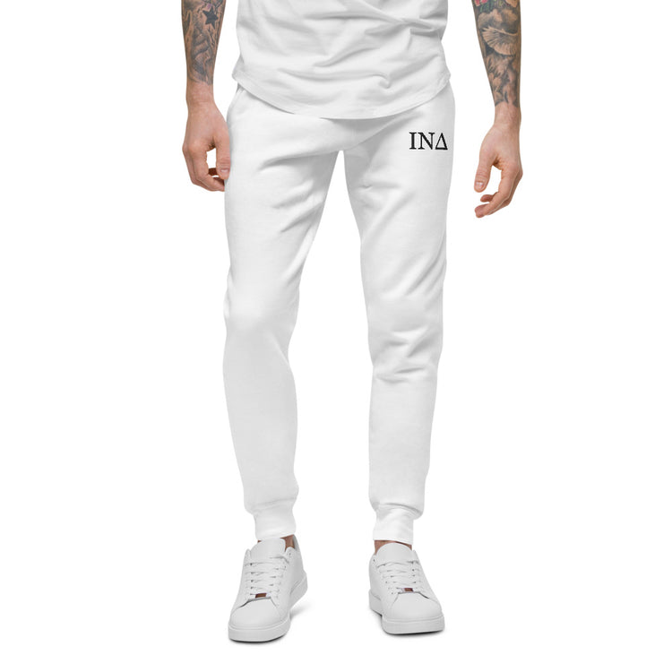 Letters - Embroidered Fleece Joggers White