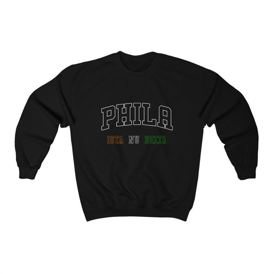 Phila White Outline - Heavy Blend Crewneck Sweatshirt