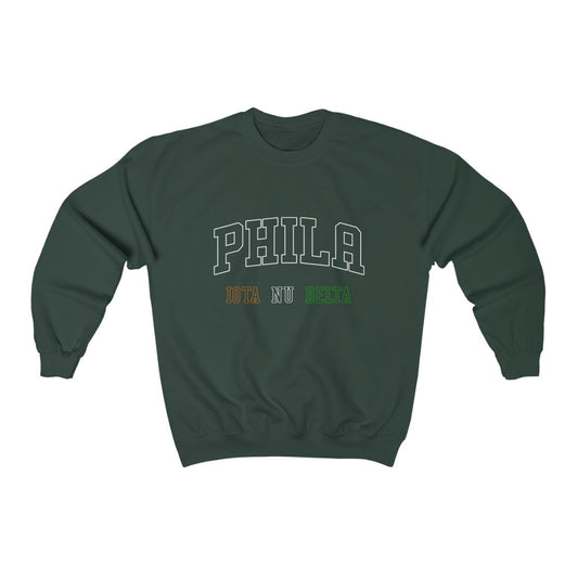 Phila White Outline - Heavy Blend Crewneck Sweatshirt