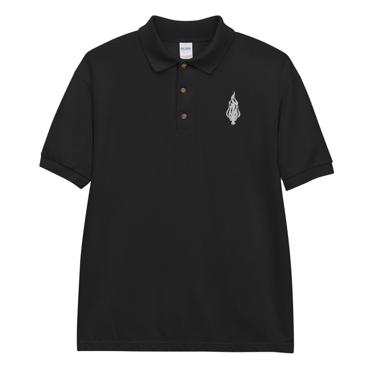 Flame - Embroidered Polo Shirt Black