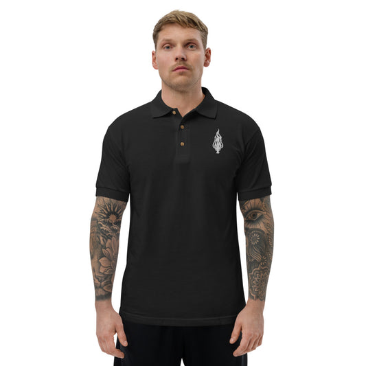 Flame - Embroidered Polo Shirt Black