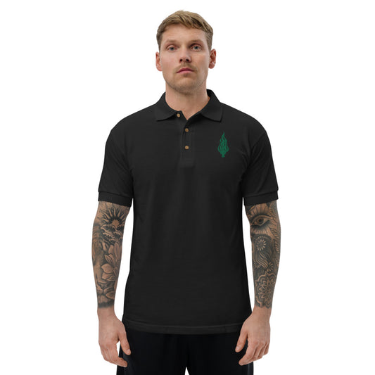 Flame - Green Embroidered Polo Shirt