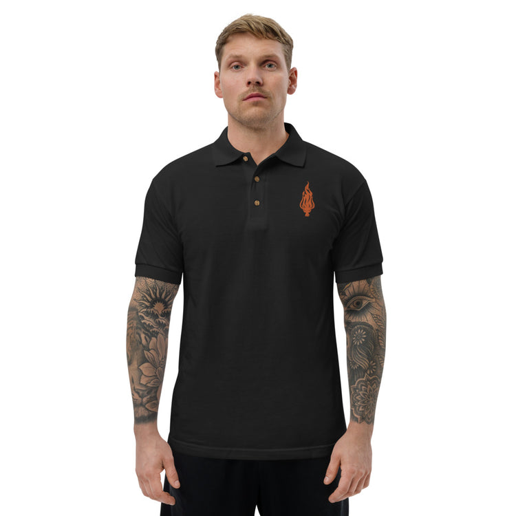 Flame - Orange Embroidered Polo Shirt