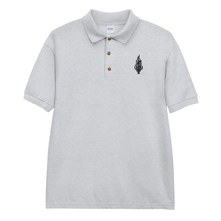 Flame - Black Embroidered Polo Shirt