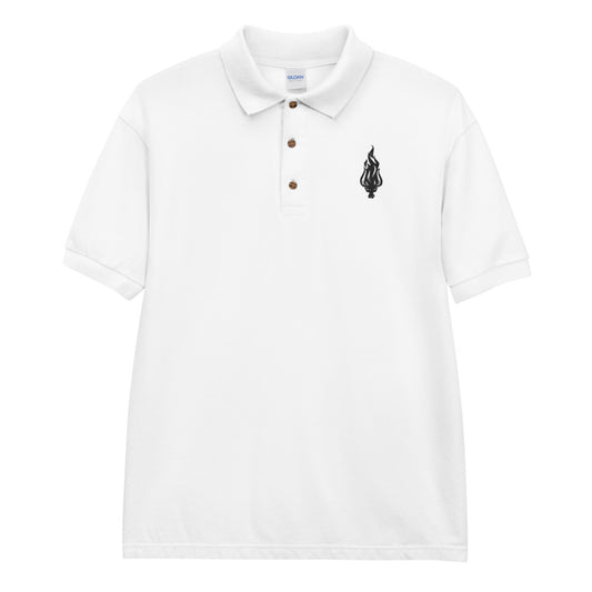 Flame - Black Embroidered Polo Shirt