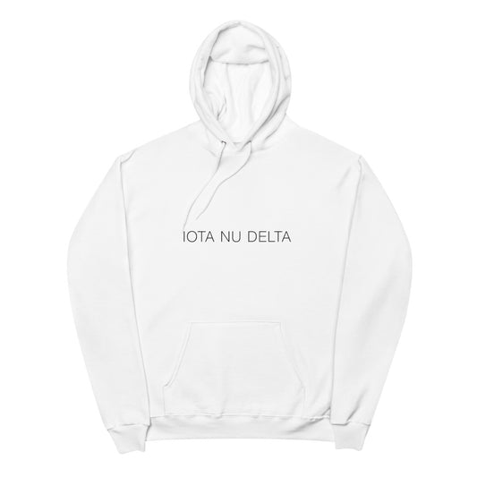 Iota Nu Delta - Fleece Hoodie White