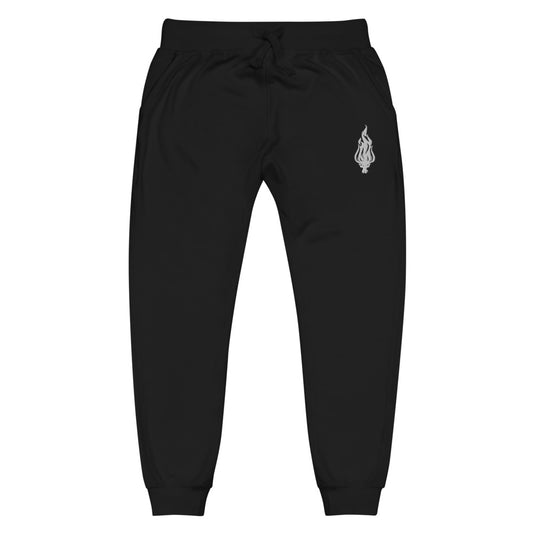 Flame - Embroidered Fleece Joggers Black