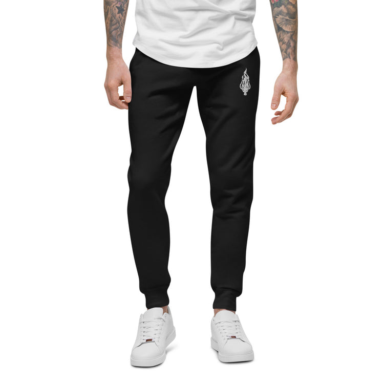 Flame - Embroidered Fleece Joggers Black