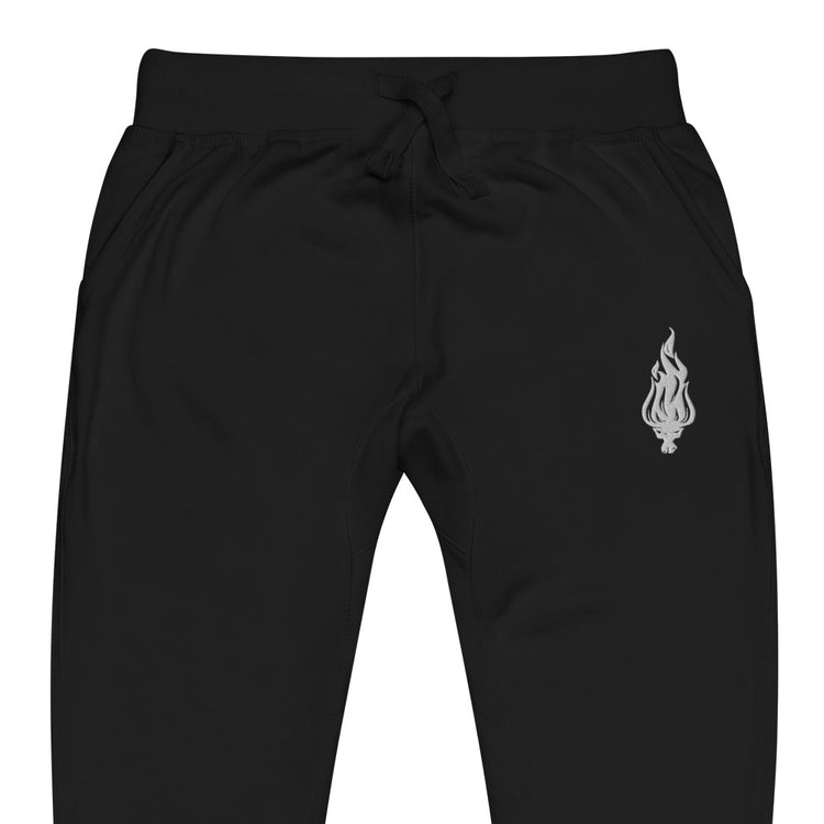 Flame - Embroidered Fleece Joggers Black