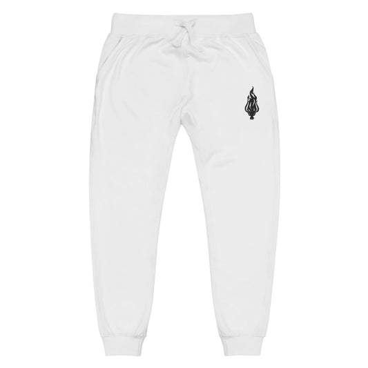 Flame - Embroidered Fleece Joggers White