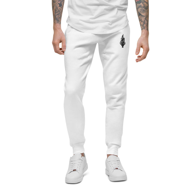 Flame - Embroidered Fleece Joggers White