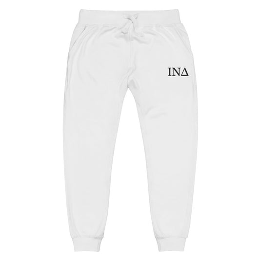 Letters - Embroidered Fleece Joggers White