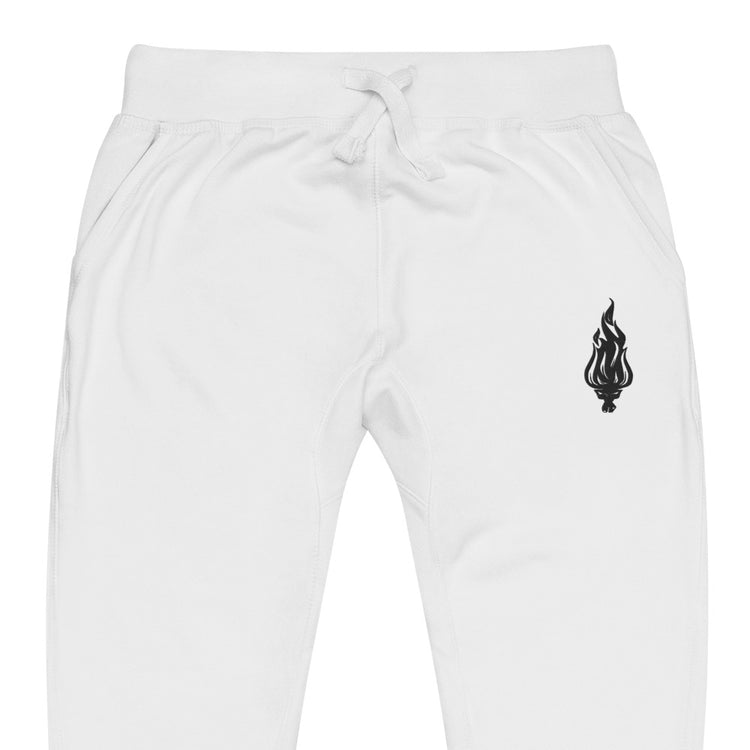 Flame - Embroidered Fleece Joggers White